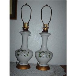 Pair Of Lamps With Dogwood Blossoms #1343241