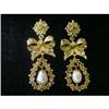 Image 1 : ANTIQUE GOLD EARRINGS W/ DIAMONDS & PEARL #1363776