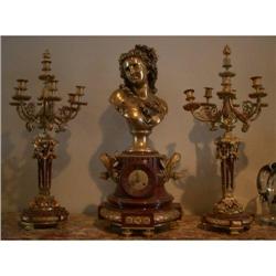 French Bronze Marble Sculpture Clock Candelabra#1363784