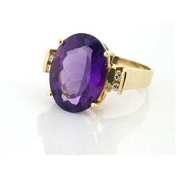 10.58ct Amethyst & Diamond 14k YG Ring #1363952