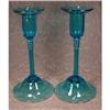 Image 1 : STEUBEN Glass CANDLEsticks Blue PAIR Large #1364149