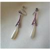 Image 1 : ESTATE 1 7/8" LONG PEARL & RUBY EARRINGS #1364191