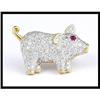 Image 1 : 98 DIAMONDS ENCRUSTED ON 18K PIG BROOCH #1364195