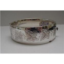 Victorian Sterling  Silver Etched Bangle #1364204