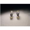 Image 1 : 18K Gold Checkerboad Sapphire Diamond Earrings #1364237