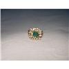 Image 1 : Estate 14K Gold Filigree Emerald Diamond Ring #1364263