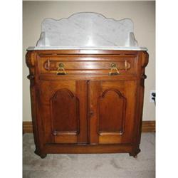 Walnut Victorian Marble top Washstand #1364476