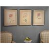Image 1 : STUNNING Set of 3 Floral BOTANICALS Paintings #1364523