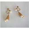 Image 1 : VINTAGE 1950's / 14K & PEARL HANGING EARRINGS #1370704