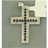 Image 1 : 18k W Gold Diamond & Sapphire Cross Pendant #1331343