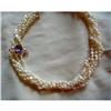 Image 1 : VINTAGE KESHI PEARL NECK/14K AMETHYST BUG PIN #1331503