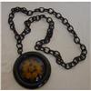 Image 1 : Reverse Carved Floral Bakelite Pendant & Chain #1343593