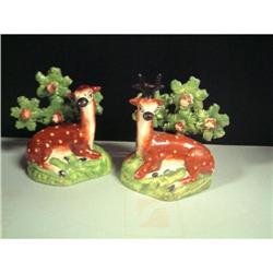Pair of Staffordshire bocage deer #1364692