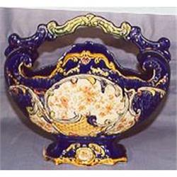 Majolica cobalt blue floral basket #1364974