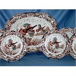 Large Wild Turkeys platter and 8 plates #1364991