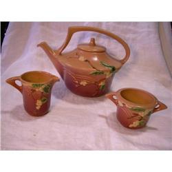1946 Roseville Snowberry 3 Pc. Tea Set #1365016