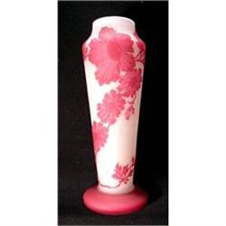 Antique Crystal Flower Vase graved acid #1365139