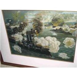 Antique Historical Painting Battle OF Manila #1365155