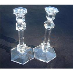 Pair of crystal Val St. Lambert candle holders #1365166