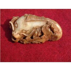 Ming period celadon jade carving in shape of a #1365186