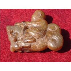 Ming period yellow jade carving with man riding#1365268