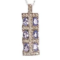 Estate Tanzanite Diamond Necklace White Gold #1365380