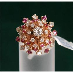 Estate Ruby Diamond Dome Ring yellow gold ring #1365383