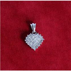 Estate Diamond Heart 14K White Gold Pendant #1365385