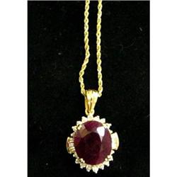 Estate Ruby Diamond 14kt yellow gold Necklace #1365389