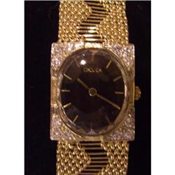 Estate Doxa Diamond Swiss Wrist Watch gold band#1365390