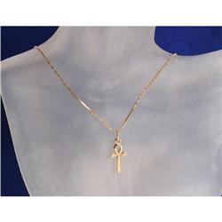Estate Celtic Cross Necklace 14kt yellow Gold #1365405