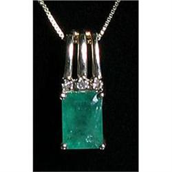 Estate Columbian Emerald Diamond Necklace 14kt #1365407
