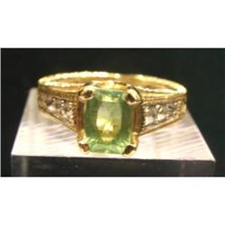 Estate Green Tourmaline Diamond 14kt Gold Ring #1365412