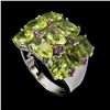 Image 1 : Natural Unheated Oval Peridot & Ruby Ring