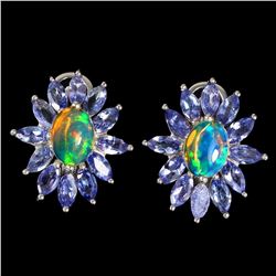 Natural Ethopian Opal & Tanzanite Earrings