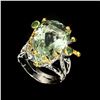 Image 2 : Natural Handmade 21x13mm Green Amethyst Emerald Ring