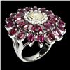 Image 2 : Natural Rhodolite Garnet & Sapphire  Ring