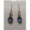Image 1 : 14K White Gold Ceylon Sapphires(2.1ct) Diamond(I, 0.25ct) Earrings, Custom Designed in Canada, Insur