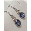 Image 2 : 14K White Gold Ceylon Sapphires(2.1ct) Diamond(I, 0.25ct) Earrings, Custom Designed in Canada, Insur