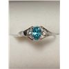Image 1 : 10K White Gold Genuine Rare Blue Zircon(1.1ct) Diamond Ring (~Size 6)(Ring is resizable for $40), Ma