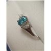 Image 3 : 10K White Gold Genuine Rare Blue Zircon(1.1ct) Diamond Ring (~Size 6)(Ring is resizable for $40), Ma