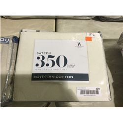 Sateen Egyptian Cotton Full Size 4-Piece Sheet Set