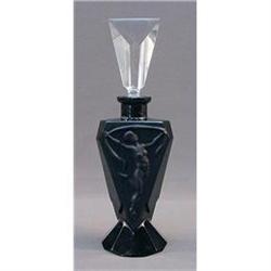 Czech Bohemian BLACK Perfume Bottle ART DECO #1334975