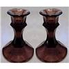 Image 1 : Amethyst Color Art Deco Glass Candlesticks #1335500