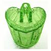 Image 1 : S Reich HEARTS Art Deco Glass Green Dresser Jar#1335682