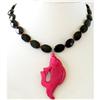 Image 1 : STERLING SILVER Estate ONYX PEARL Necklace #1348696
