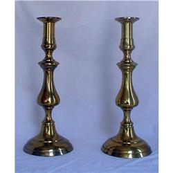 BRASS CANDLESTICKS GEORGE III 12&quot;19TH#1348716