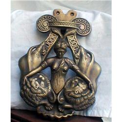 BRONZE NUDE ART NOUVEAU HUGE 11&quot;  DOOR #1348722