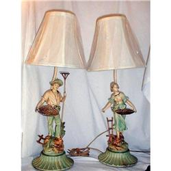 BRONZE COUNTRY FRENCH PEASANT LAMPS MOREAU 19th#1348746