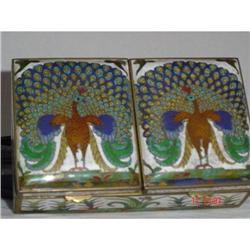 CHINESE CLOISONNE PEACOCK BOX  DOUBLE LID, #1348830